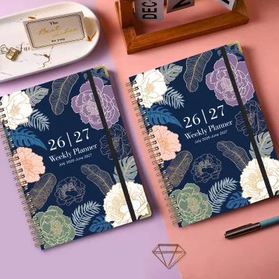 High Quality Paper Hardcover Hot Sale Wire-O Spiral Bound  Student Month Plan Book Office 2026-2027 Weekly Planner Custom