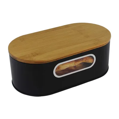 Powder Coated Black Food Storage Container Set Metal Tea Coffee Sugar Bread Box Set for Kitchen