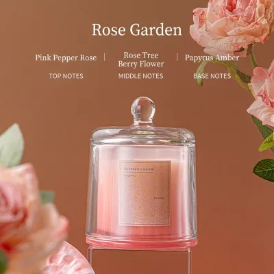 Rose Garden Natural Soy Wax Handmade Glass Jar Long Lasting Scent Modern Style Healing Cozy Vibe 20-40 Hours Burn Time