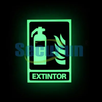 SECURUN Professional Self Luminous Fire Safety Signs PVC Fire Extinguisher Safety Sign