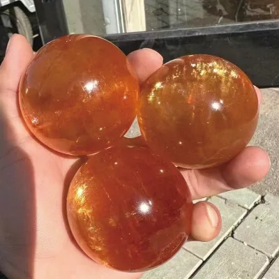 Hand Carved Wholesale Price Healing Natural Stone Balls Yellow Calcite Spheres for Meditation