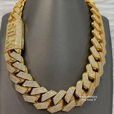 Luxury Custom Fully Bust Down 24mm 4 Rows Iced Out Moissanite Diamond Miami Cuban Linik Chain