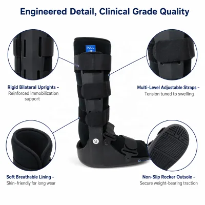 Medical Grade Plastic Shell Walking Boot Adjustable Velcro Strap Orthopedic Fracture Boot for Foot Surgery Post Op CAM Walker