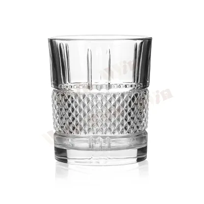 Iwin Modern Crystal Embossed Whiskey Glasses Drinking Whisky Glass for RestaurantParty Home