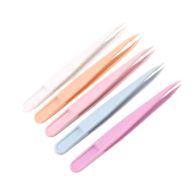 Eyelash Tweezers Slanted Durable Handmade Pink Powder Coated Silver Silver Glitter Eyelash Extension Tweezers Sticker Clip