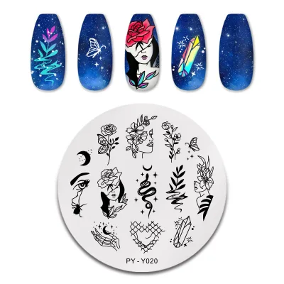 Wholesale Price Striped Line Transfer Template Round Shape Stainless Metal Nail Art Stamp Stamping Plates