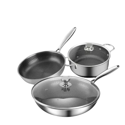 Modern Classic Durable 5-Piece Stainless Steel Cookware Set Industrial Cooking Pot Frying Pan for Kitchen Wholesale