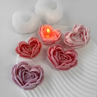 Rose Flower Silicone Molds for Making DIY Homemade Beeswax Candles Silicone Soap Mold Rose Wax Melt Mould Epoxy Resin Molds
