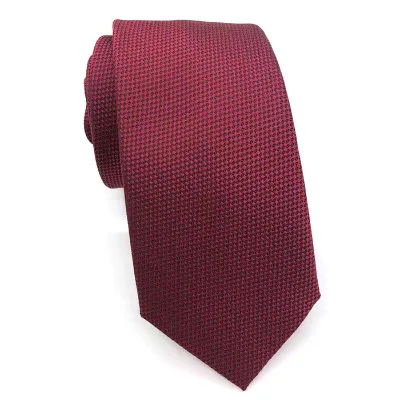 Solid Color Plain Polyester Neckties Fiery Red Mens Ties School Necktie Custom Logo Woven Jacquard