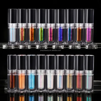 49-Color Chameleon Liquid Eyeshadow Waterproof Shimmer Finish Tagless Metal Round Tube Makeup for Dark Skin Tones