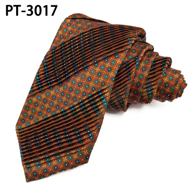 3D Geometry Ties Custom Designs Gravata Drapeada Printed Polyester Pleated Ties Brown Blue Neckties Draped Necktie