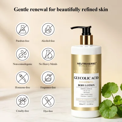 Neutriherbs Wholesale Private Label Exfoliating Moisturizing Hydrating Glycolic Acid Smoothing Body Lotion for Rough Dry Skin