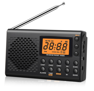 Portable FM/AM Full Band Radio with Large Screen Display and Stereo Radio
