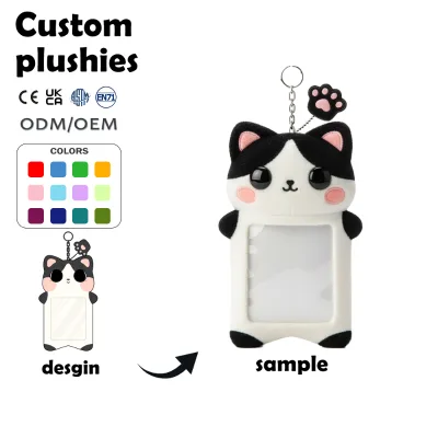 OED ODM Plush Photocard Holder Plush Keychain Custom Kawaii Cartoon Kitten Celebrity Kopo Idol Photo Plush ID Card Case