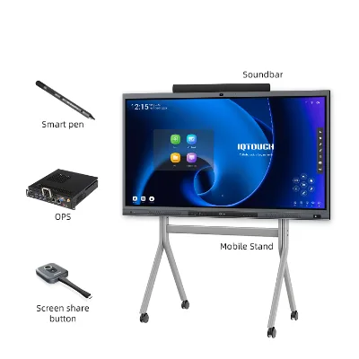 55-110 Inch Infrared Finger Touch Smart Board Projecto Digital Classroom Interactive Flat Panel Custom Mobile Cart
