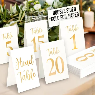 Hot Selling High Quality Acrylic Tabletop Number Card With Gold Printing Accepting Custom Digital 1-20 for Wedding Party