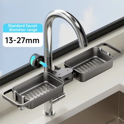 Plastic Sink Faucet Storage Rack Sponge Brush Holder Standing Multifunction Kitchen Faucet Rack Washing Basin Sink
