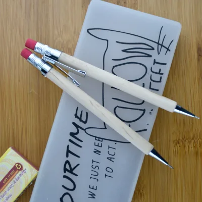 GemFully Papelaria One Dollar Store Natural Wood Standard Mechanical Pencil 0.5mm with Children's Pencil Erasers