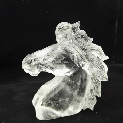 Gemstone Wholesale Natural Rock White Clear Quartz Crystal Horse Head Skull Crystal Unicorn Figurine