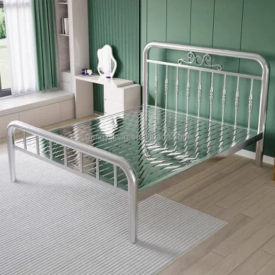 Modern Minimalist 304# 2x1.5m Stainless Steel Bed Frame 5 Bed Beams Matching Economy Simple King & Single Bed Board Apartments