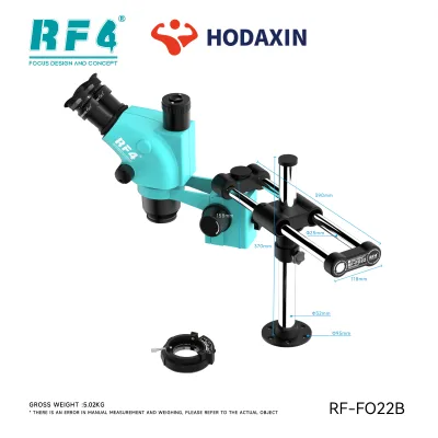 RF4 6565TV-FO22B 6.5-65X Double-Arm Boom Stand Microscope 0.5X Pro CTV High Magnification for BGA SMD Repair