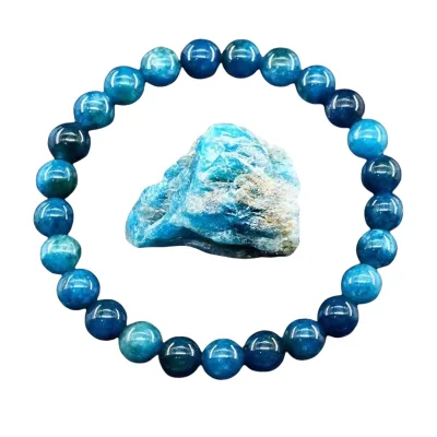 High Quality 8MM Blue Apatite Gemstone Men's Women Bracelet Blue Apatite Round Stone Bead Bracelet Jewelry