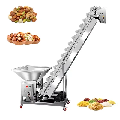 Automatic Grain Rice Nuts Beans Granule Particle Powder Bucket Inclined Elevator Conveyor Belt Feeding Machine