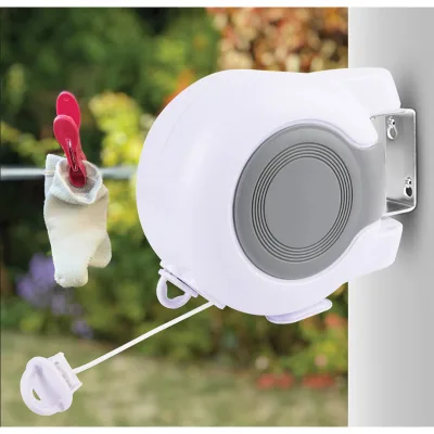 Pull-Out Wall Mounted Twin Cable Outdoor Covered Rope Extendable Plastic Retractable Washing Line