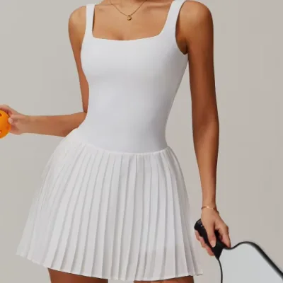 Custom Tennis Skirt Built-in Lining Quick Dry Spandex/Nylon Pockets Pleated Design for Gym Clothes