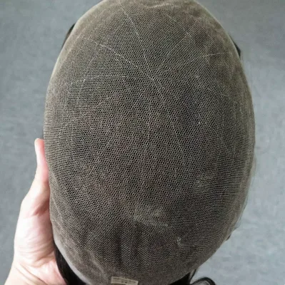 Super Fine Swiss Lace Human Hair Mens Toupees Topper