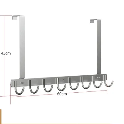 Hot Selling 3/4/5/6/7/8/10 Hook Bracket Stainless Steel Hole Free Door Hook Detachable Back Style Clothes Rack