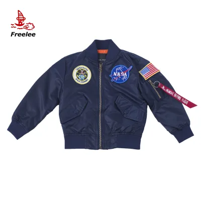 Wholesale 2-12 Year Lightweight NASA Spring Patched Toddler Children Windbreaker Bomber Jacket Kids