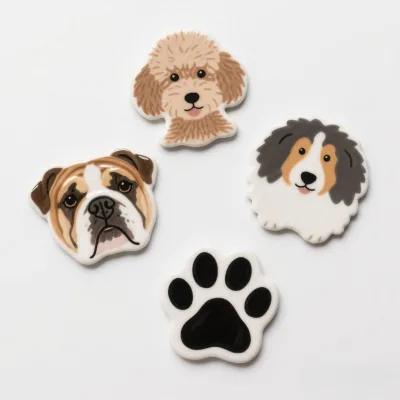 Dog Breed Ceramic Coasters Set - Bulldog, Poodle & Shepherd Designs on White | Cute Pet-Themed Drink Protectors Personalized