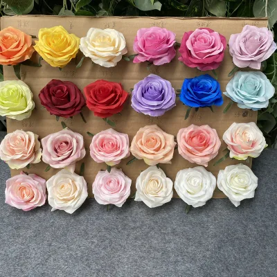 OBM OEM ODM Handmade Rose Bulk Flowers Artificial for Wedding Corsage Hair Decoration Flowers Rolled Edge Corner Rose Heads