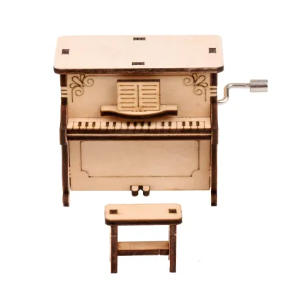 Wooden Piano Hand Crank Music Box 3D Three-Dimensional Wooden Piano Model Puzzle