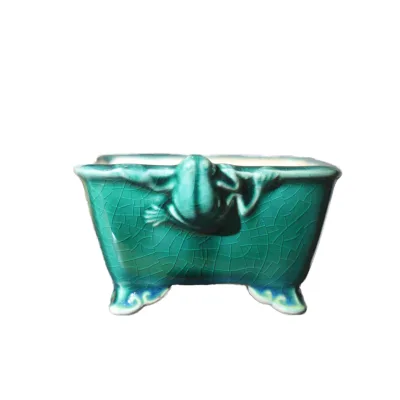 Handmade Purple Clay Ceramic Bonsai Pots Glazed Finish Eco-Friendly Lightweight Miniature Landscape Pots for Home Garden
