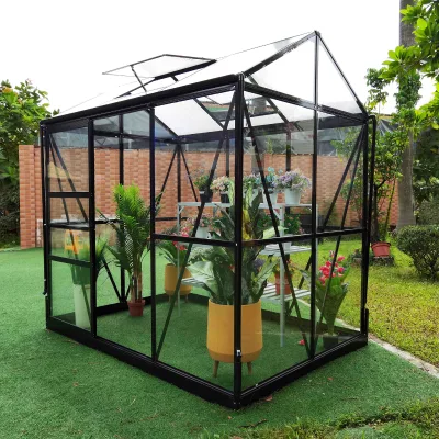 China Manufactory SunProof Garden Decoration Buildings Glass House Multispan Greenhouse System Aluminium Glass House Sunroom