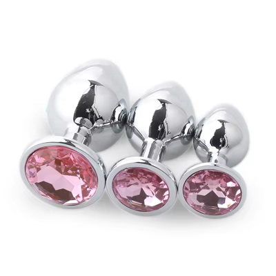 3 Size Anal Plug Round Stainless Steel Crystal Anal Plug Removable Butt Plug Stimulator Anal Sex Toys Prostate Massager Dildo