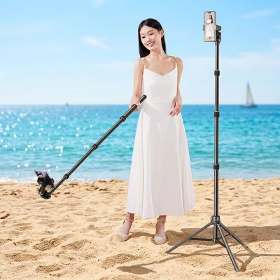 Aluminum Alloy Mini Tripod Stand Adjustable Height 52-210cm Waterproof Shockproof Portable for Camera Live Streaming Selfie
