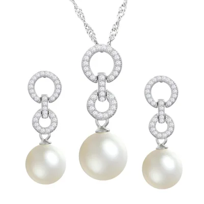 925 Sterling Silver with Pearl Necklace Jewelry Set Fashion Jewelry Women Jewelry Suit Popular Design