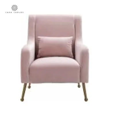 Scandinavian Style Gold Plated Stainless Steel Finish Reading Chair Modern Lounge Armchair With Golden Legs