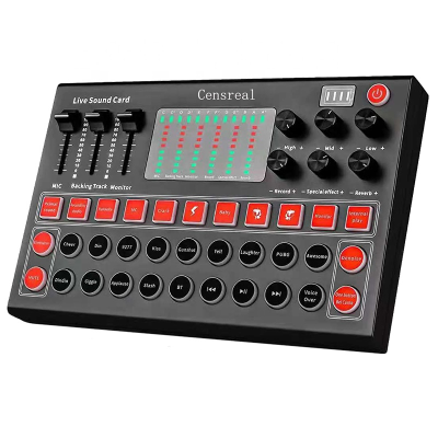 RGB Sound Card with Portable Microphone Funny Voice Changer for Live Streaming & Singing Broadcast Multiple Sound Effects