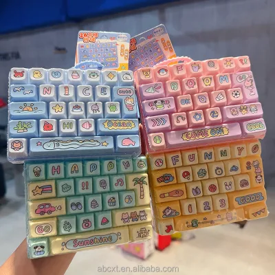 Cute 26 Keys Fidget Keychain Sensory Toy Creative Stress Relief Button Bag Charm Kids Gift Wholesale Party Favor