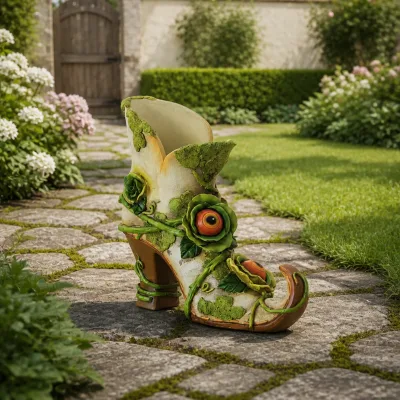 Creative Retro Resin Boots Statue Unique Waterproof Weather Resistant Handmade Outdoor Balcony Garden Planter Flower Ornament