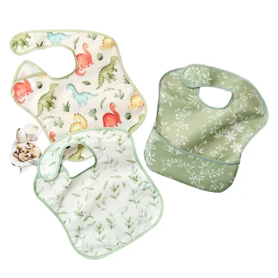 Reach Certified Adjustable Elastic Band Closure Animal Pattern 3PCS Set Waterproof Washable Polyester Bib for Babies Toddlers