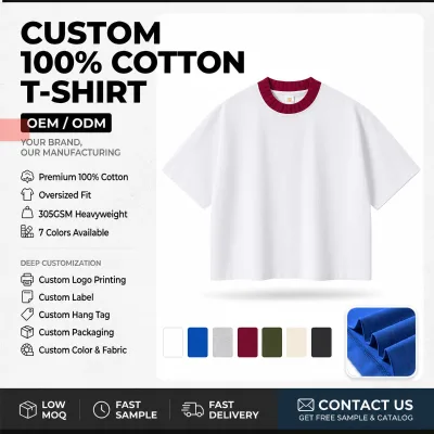 Summer Version Knitted Patchwork Contrasting Color Collar BOXY Style Pure Cotton T Shirt High Quality Tshirt 100 Cotton Blanc
