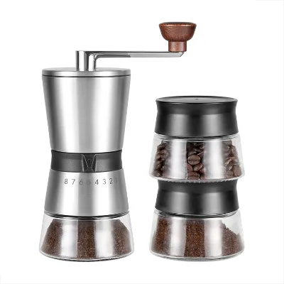 Adjustable Mini Portable Manual Coffee Mill Grinder Ceramic Blade Stainless/Glass Housing-for Household Car Outdoor Hotel Use