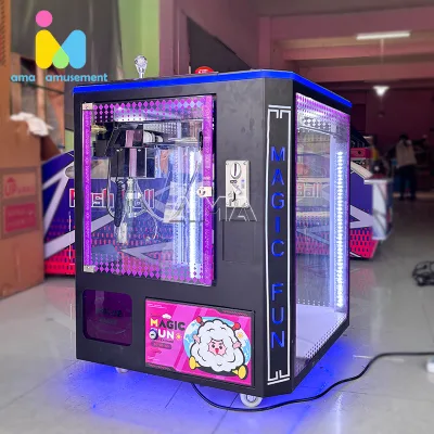 AMA Cube Square Claw Crane Machine Coin Operated Doll Prize Vending Toy Transparent Shape for Shopping Mall