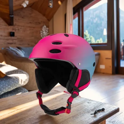 Durable Gradient Mint Blue Psychedelic Purple Ski Helmet for Men Women Breathable Ventilation Comfortable Removable Ear Pads