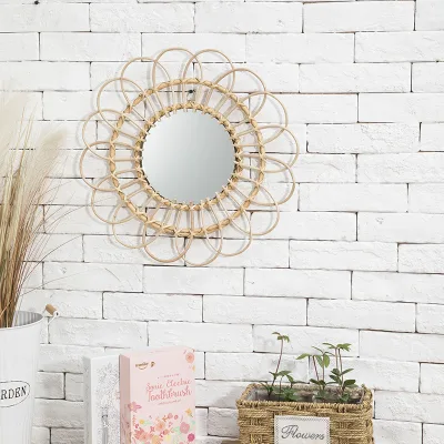 Customized Macrame Hand Woven Home Décor Decorative Hanging Wall Art Mirror Wall Decor for Home Wall Living Room Entryway